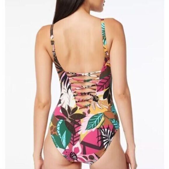 Bleu by Rod Beattie Sz 10 Multi Lace-Up Over-the-Shoulder 1-Piece Swimsuit $129 - Picture 16 of 16